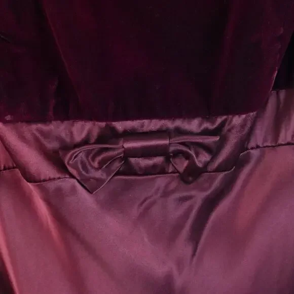 Vintage Morgan & Co Prom Dress 5 6 Burgundy Maxi Gown Velvet Regency Goth Y2K - Picture 3 of 11